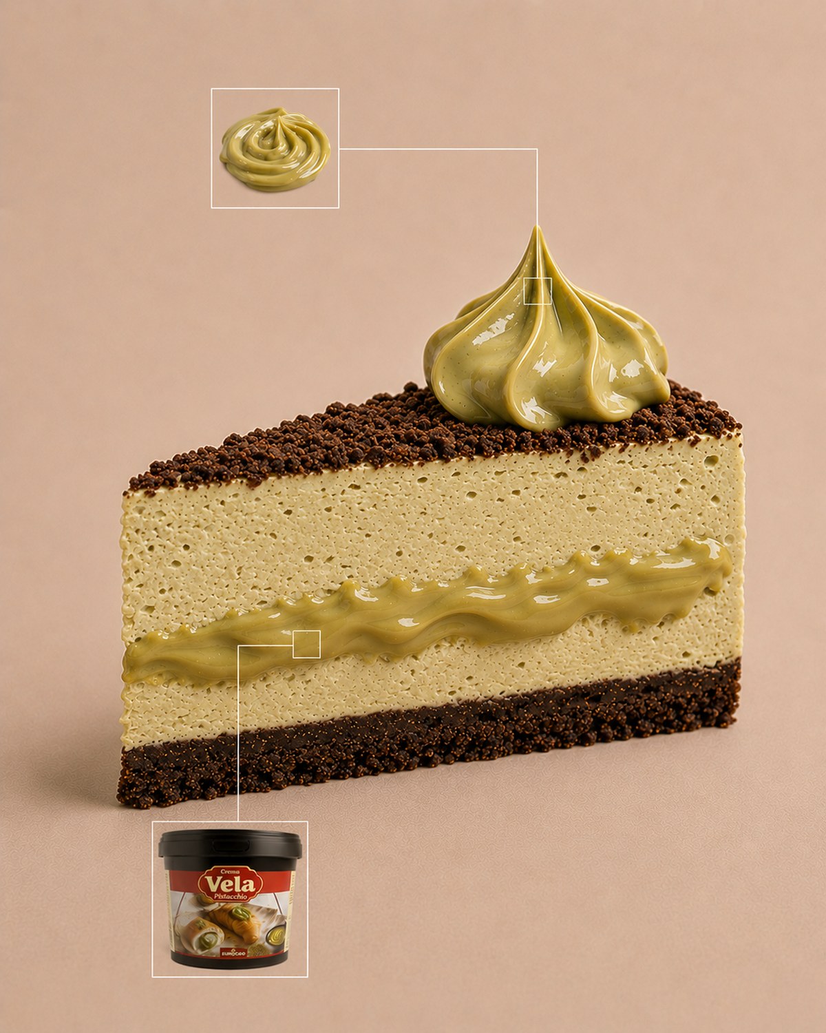 Pistachio cream layered cake